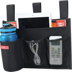 Zafit 매달린 침대 옆 캐디 잡지용 보관 정리함 전화기 리모컨 4 포켓블랙