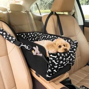 센터 콘솔 반려견 카시트 휴대용 반려동물 고양이 강아지 부스터 팔걸이 안전 끈이 있는 붕괴 방지 조절