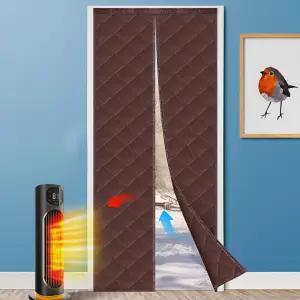 마그네틱 열 도어 커튼 단열 방음 및 방풍 브라운 옥스포드 천 면 충전재 사이즈 30인치 x 80인치에