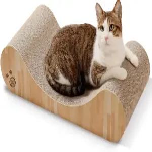 실내 고양이를 위한 네코이치 골판지 스크래처 침대 - 보드 리버서블 사용성과 라운지를 추가 편안함을