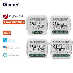 GIRIER Tuya ZigBee 3.0 전등 스위치 모듈, 스마트 DIY 차단기 1 2 3 4 갱은 양방향 제어를 지원하고 Alexa