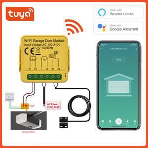Tuya 지능형 차고 문 스위치 모듈, Wifi 100-240v 도어 개방 컨트롤러, Alexa Google 가족 보조 음성 제어