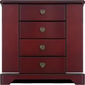 RR 라운드 리치 디자인 주얼리 박스 - 캐비닛 타입 4 서랍 정리함과 측면에 문 2개가 있는 단단한 나무로