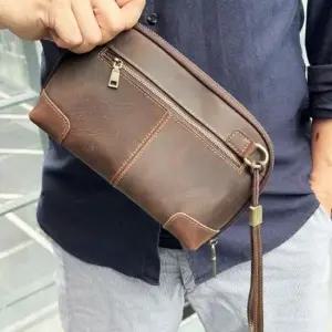 클러치백 빈티지 가죽 남자 클러치 파우치 가방 커피