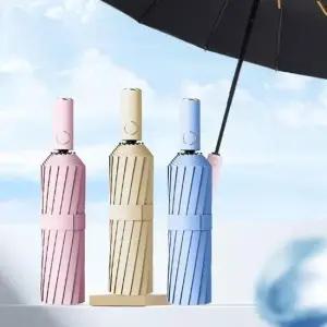 포유렐라 24살대 튼튼한 원터치 자동 접이식 파스텔 UV차단 3단 우산