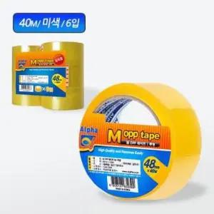 [JED] OPP 투명 학용품 강력접착 사무용 박스테이프 문구용 컷팅 6입 알파 48mmx40M -깔끔