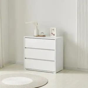 [인터데코]튼튼하고 실용적인 거실,침실용 수납 서랍장 3단 80cm P0000BUS