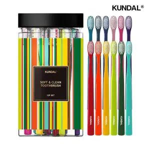[쿤달] 소프트 앤 클린 항균 이중미세모 칫솔 12개 (부드러운모)