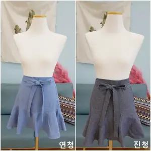 청해지 허리 앞치마/데님 청 카페 예쁜 미니 에이프런