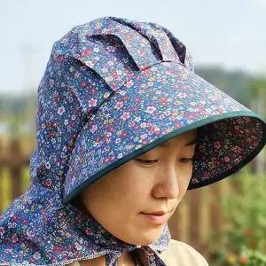 (국산) 자외선차단 고급형 면 리본 끈농모-농사 과수원 농촌 골프 캐디 스포츠 작업모자 얼굴햇빛가리개 모자