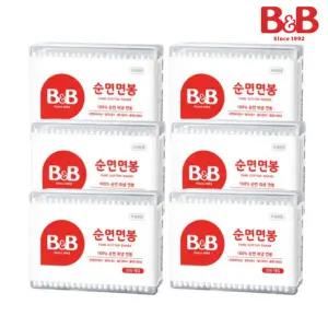 [비앤비][6개세트] 유아용 순면100%  면봉_200P(사각)