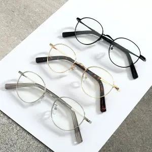 3컬러 남자 여자 사각 동글이 안경 작은 메탈 뿔테다리 안경테 은테/금테/블랙