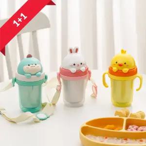 [１+１] 에디슨 프렌즈 유아 흘림방지 이중스텐빨대컵 시리즈2