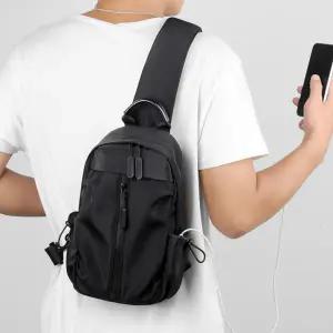 [비투비월드]심플리 USB충전 캐쥬얼 슬링백(블랙)