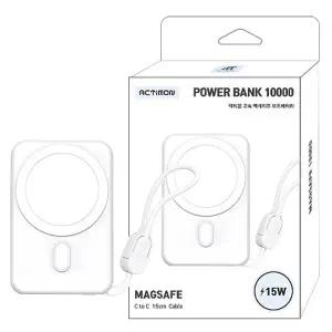 맥세이프 고속충전 보조배터리 10000mAh (무선+C포트+USB포트) + C to C 스트랩케이블 / 동시충전