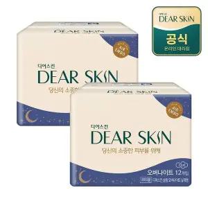 [깨끗한나라]디어스킨 생리대 에어엠보 오버나이트 12P x 2팩