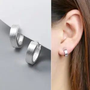 [스마트보이](1쌍 2P)P1330w 실버925 은 매트 링 피어싱 원터치 귀걸이