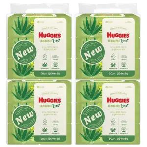 하기스 내추럴케어 물티슈 캡64매 6입 x4개