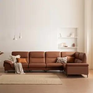 아지오 6인 코너 전체 천연가죽 소파+스툴