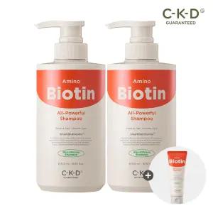 CKD 아미노비오틴 올파워풀 샴푸 500ml 2개+트리트먼트 150ml 증정 / 탈모 증상 완화 기능성 + 뿌리 볼륨 케어