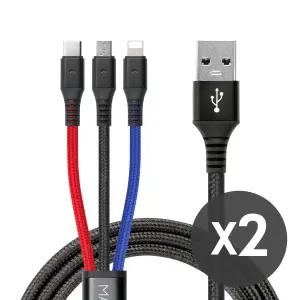 [만타이거] 3in1 5핀&8핀&C타입 멀티 충전케이블 1.2m/2m