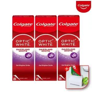 콜게이트 미국 미백 화이트닝 충치 불소치약 옵틱화이트 다즐링 100gx3개+치약짜개