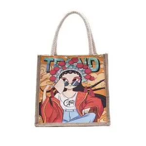 [셀러허브][라일리] Rly 여성 손가방 그림 패브릭 가방 유니크 사각 에코백 (S9515124)