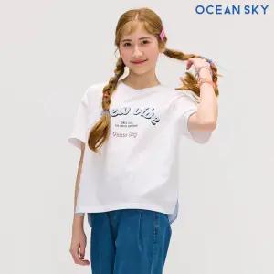 [오션스카이] 여아 스트라이프 배색 반팔 티셔츠-DBJG5885D01