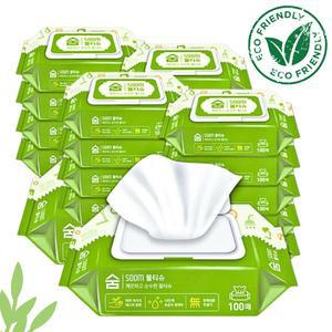 [10+10] 숨 깨끗한 물티슈 100매 x 20팩  저자극 아기물티슈 [오늘출발] 대용량 캡형