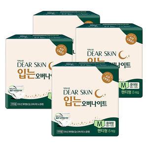 깨끗한나라 디어스킨 에어엠보 입는 오버나이트 중대형 8P X 4팩