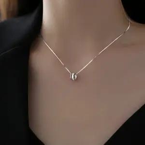 925 실버 사각체인 큐빅 링 은목걸이