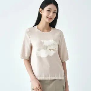 프린트 우븐패치 5부 티셔츠 LCTSO425_LB