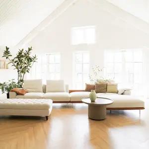 [롯데백화점]에싸 페이튼 6인 테이블 카우치형 카시미라 패브릭 소파(가죽콤비)