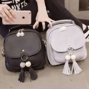 학생 백팩 레자 검정 블랙 구슬 가방 기본 무지 빽팩/여행용/등에매는/여행백팩/대학생/데일리/캐주얼/여성