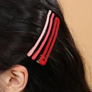 [비투비월드][엔젤슈슈] 네모 집게+컬러실핀 헤어핀 2종 세트 레드