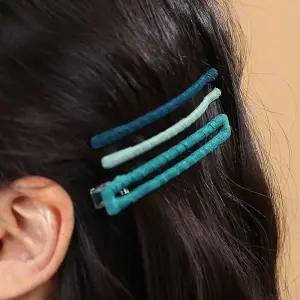 [비투비월드][엔젤슈슈] 네모 집게+컬러실핀 헤어핀 2종 세트 블루