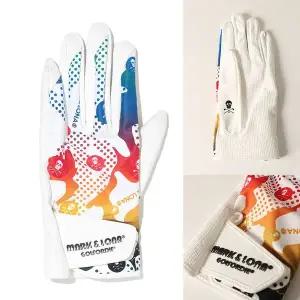 [마크앤로나] 남성 여성 골프장갑 레인보우 스컬 화이트 왼손 라운딩