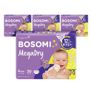 보솜이 NEW 메가드라이 팬티 기저귀, 대형, 30매, 4팩, 1개(120매)