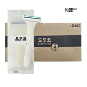 도루코 포장 터치3  3중날 100개 일회용면도기 대용량 여행용