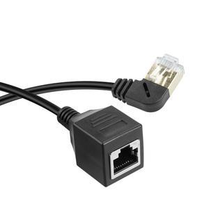 IH564 Coms RJ45 랜 포트 연장 좌향 꺾임 케이블 (MF) 50cm CAT8 랜선 꺽임