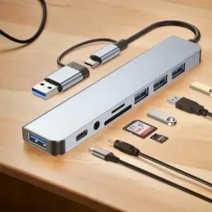 8포트 USB 젠더 C타입 충전 멀티허브 전원 허브 H174