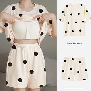 쉬블림로브 (반팔+}반바지)여성 홈웨어 캡내장 잠옷 세트 GWD0535