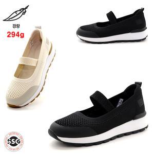 [니트스판 미끄럼방지 고무창 4cm] 가볍고 발등편한 메리제인 쿠션감좋은 여성 스니커즈 워킹 런닝 키높이 운동화 NGS S-826