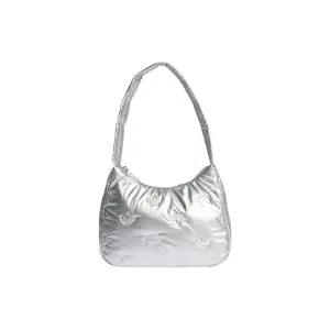 [정품 보증] Adidas Puffy Satin Mini Shoulder Bag Silver Metallic 아디다스 퍼피 사틴 미니 숄더백 실버