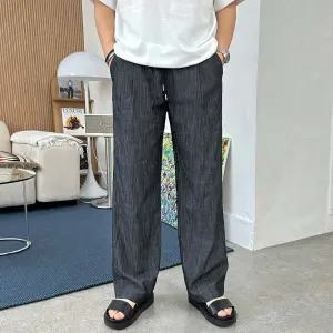 [쿼터]남자 여름 청바지 린넨 생지 원턱 밴딩 와이드 데님 팬츠 4color