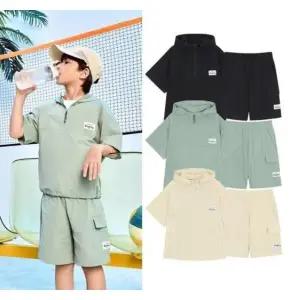 [네파키즈](강남점)촉감좋은 시원한  아노락 반팔티셔츠+ 반바지 컴포터블 세트  KLD5901