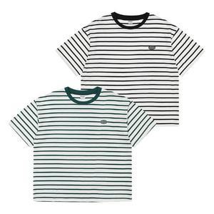 에꼴리에 세이브존03 5부 와펜 스트라이프 티셔츠  24B5404-BK/GN