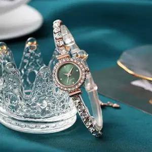 슬라이드 손목시계 그린 클로에 메탈시계 여성-WFHJAPP