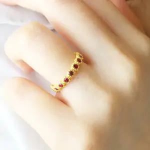 [가앤] 24k순금 루비큐 꽃 반지 3.75g