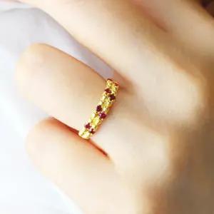 [가앤] 24k순금 콩알 루비큐 두줄 반지 3.75g